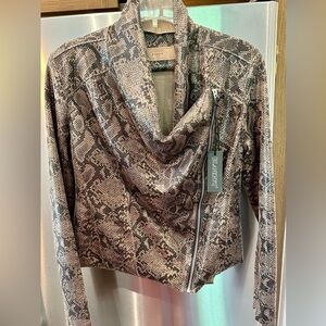 BlankNYC Brown Snake Print Faux Vegan Leather Jacket